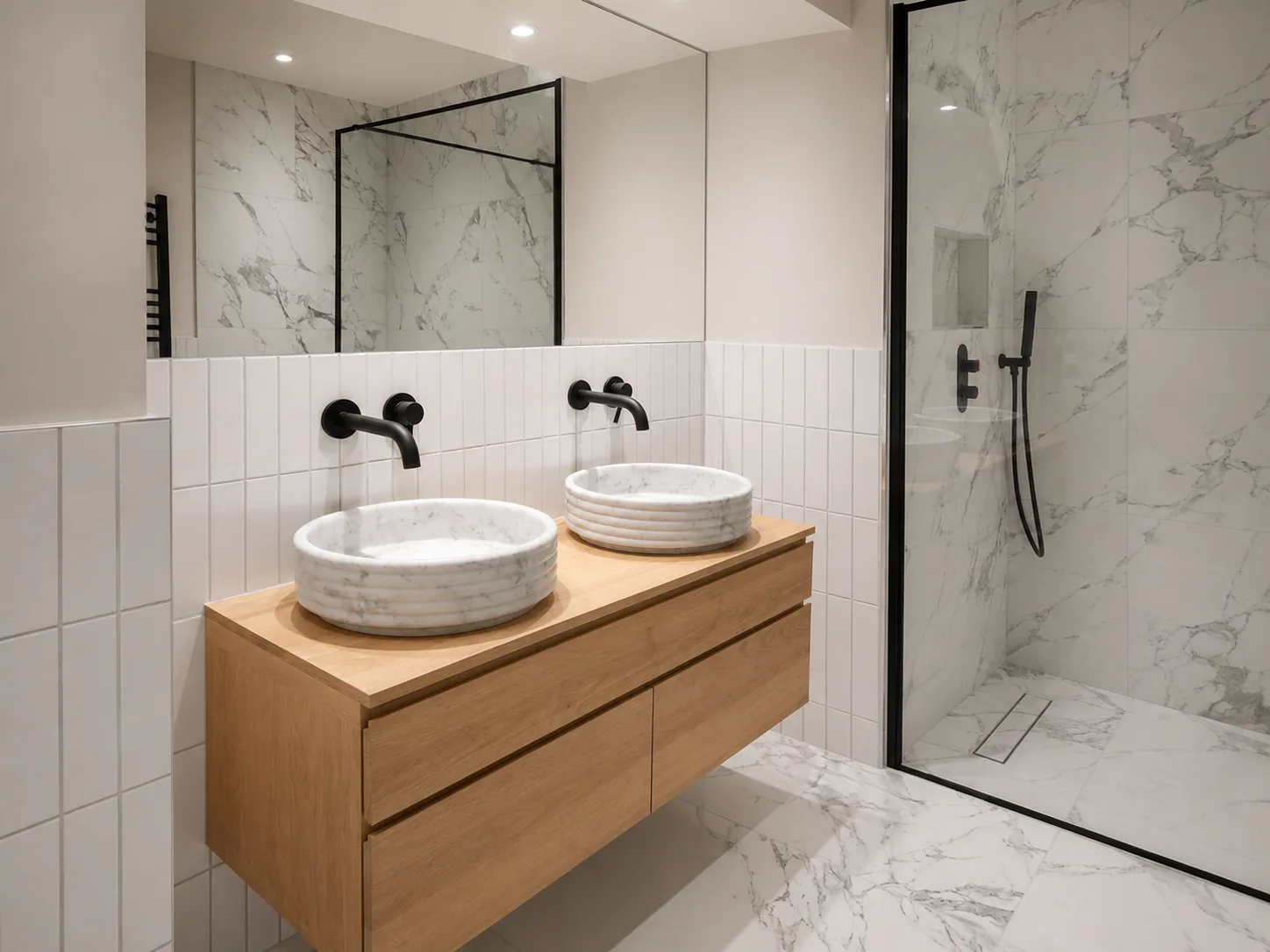 Herringbone wall tiling completed in London