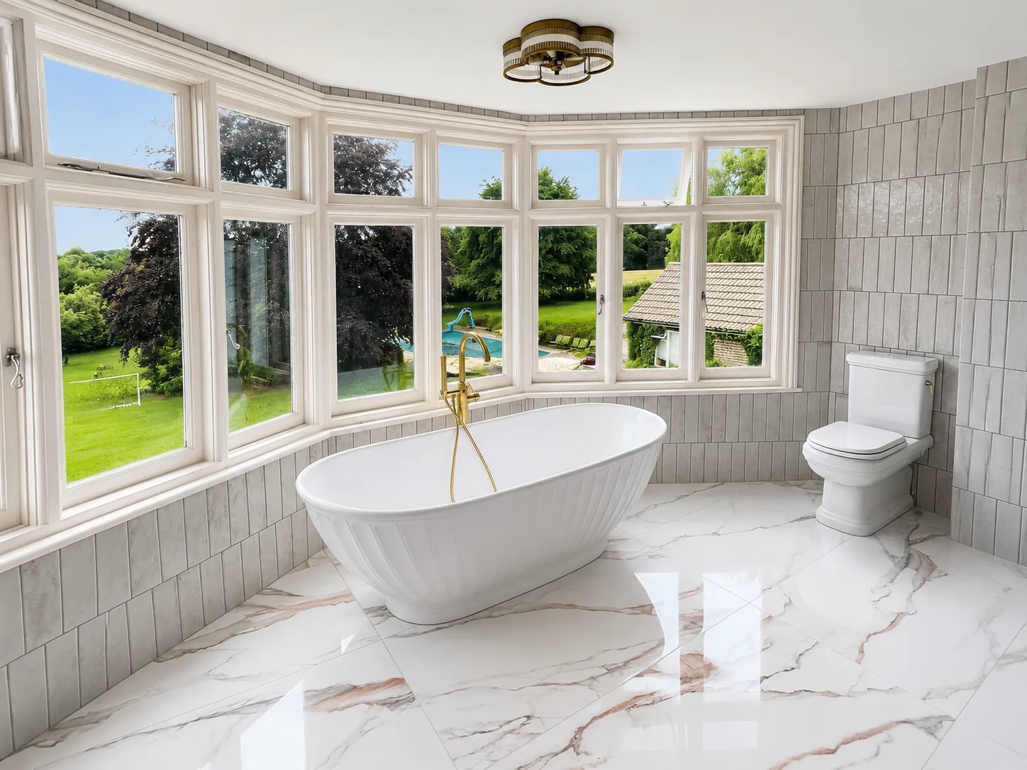 Herringbone tile detail with clean grout finish