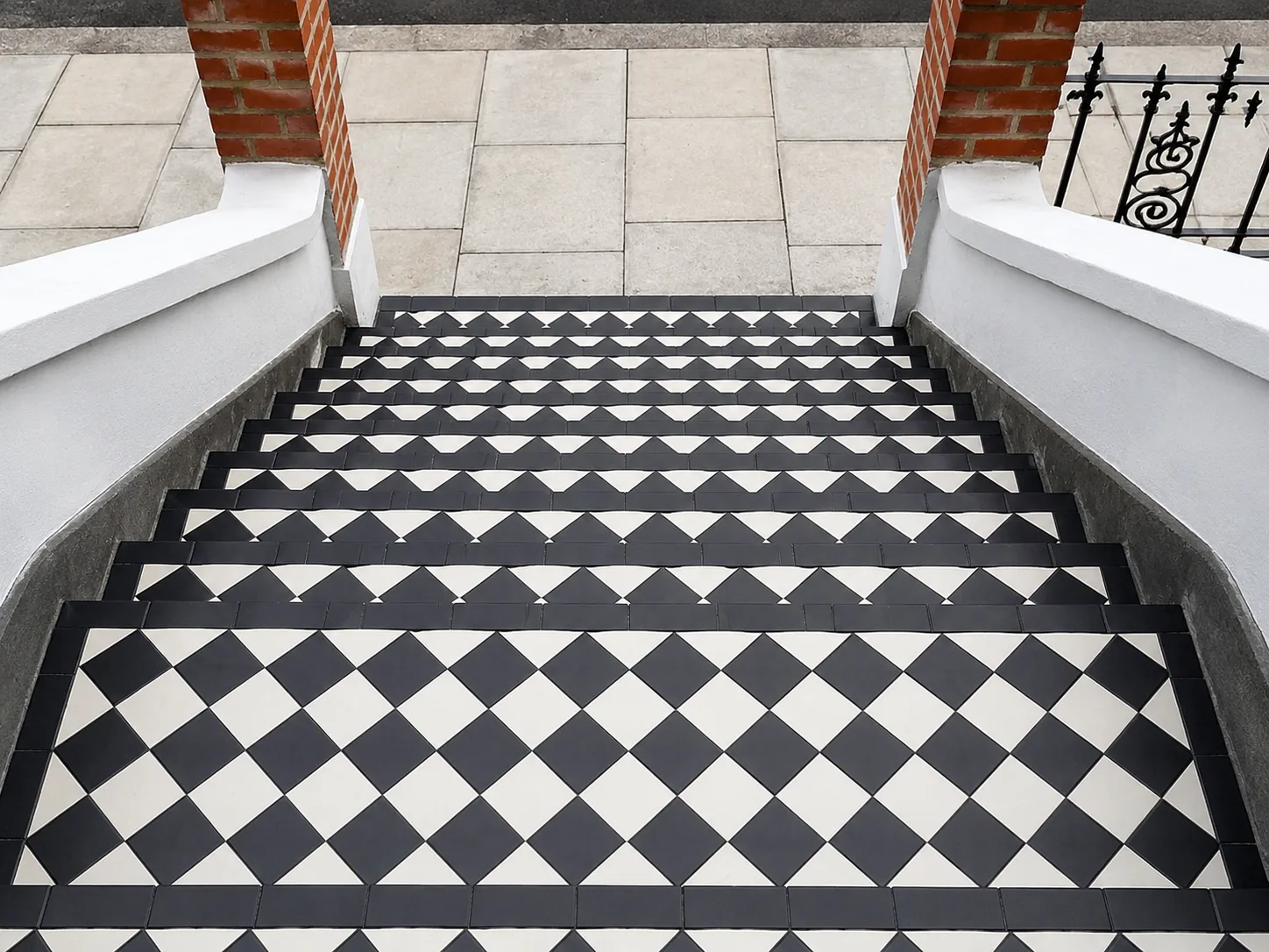 Geometric period floor laid in a London hallway
