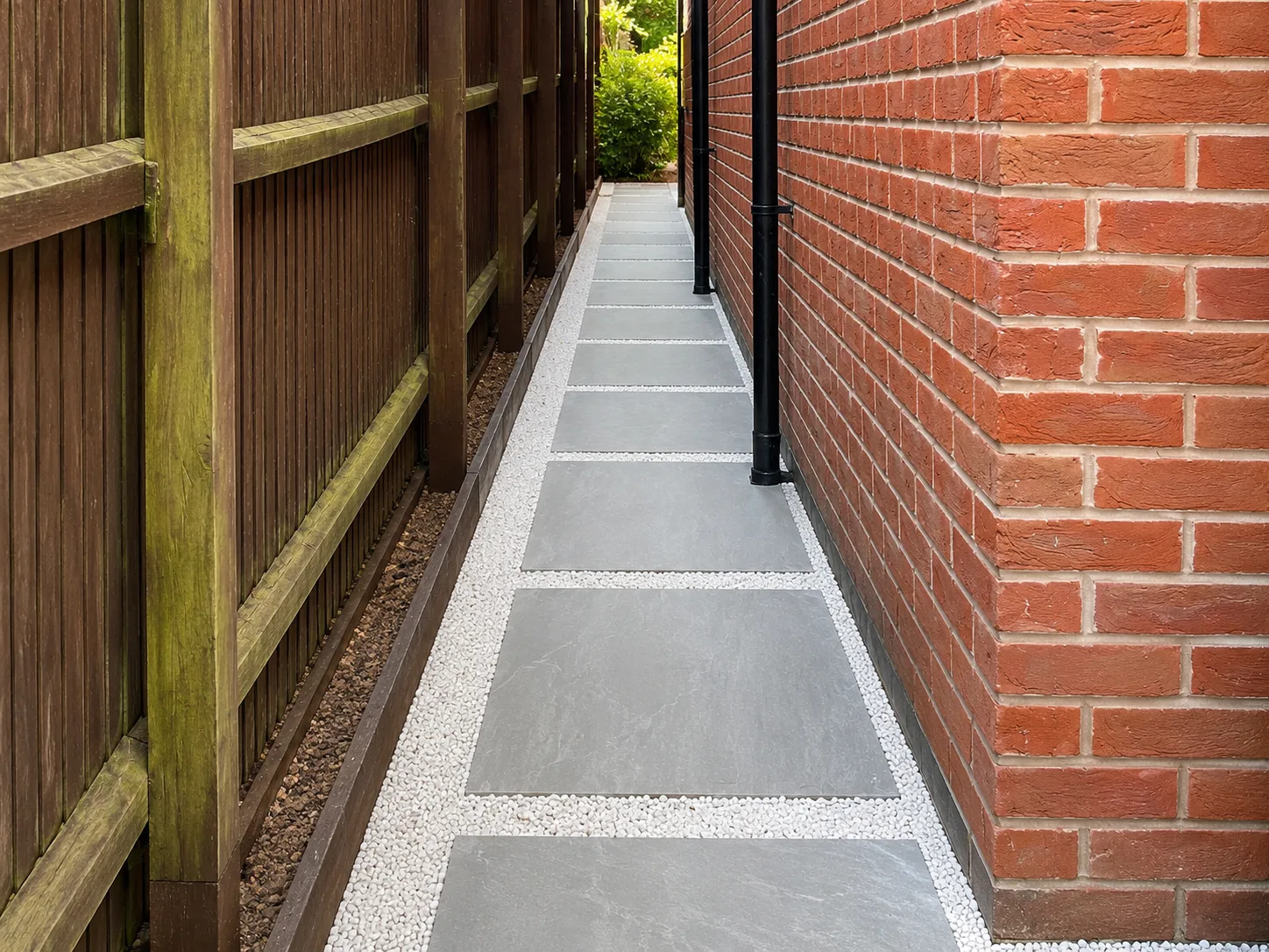 Hexagonal tiles laid with tight, even grout lines