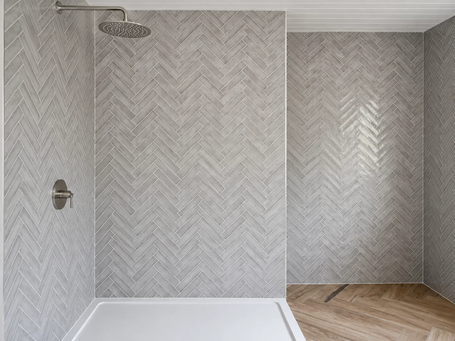 Patterned porcelain floor tiling detail