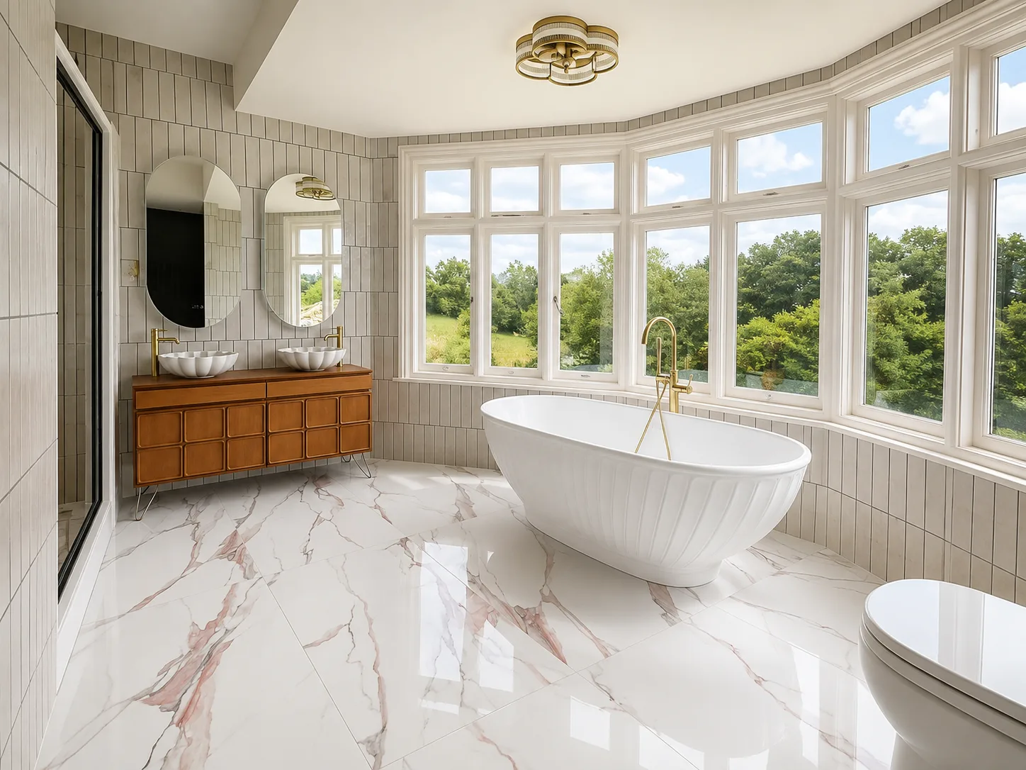 Metro tiled wall laid in a brick bond pattern